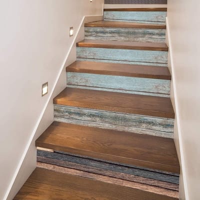 Candala Trappen decoratieve folie vinyl traptreden hout look, vintage trapstickers zelfklevend, traptreden bekleding trap folie vintage houtnerf