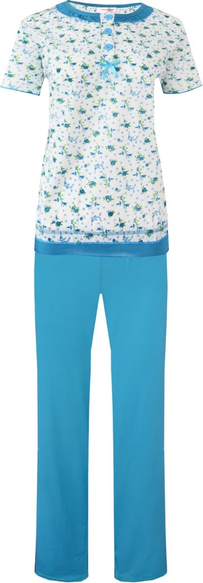 Dames pyjama Fine woman gebloemd turqoise XXXL