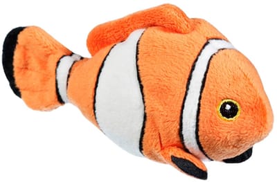 Nature Planet Pluche Tropische Clownsvis - oranje/wit - 13 cm - knuffel vis Nemo