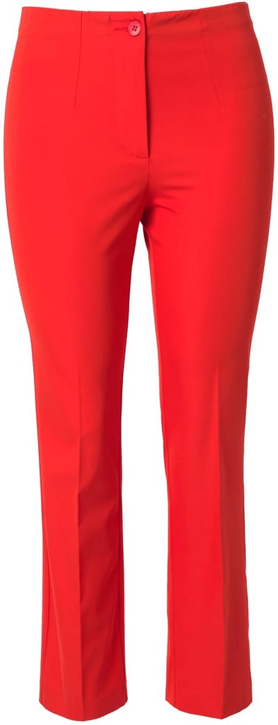 Ulla Popken - Dames - Broek rechte pijpen elastische tailleband stretch - Paprikarood - Maat 23