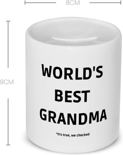 Akyol - world's best grandma it's true we checked Spaarpot - Oma - werelds beste oma - verjaardag - cadeautje voor oma - oma artikelen - kado - geschenk - 350 ML inhoud