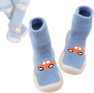 Unisex Baby Sokken voor Peuters met Sterrenmotief - Gebreide Slippers met Antislip Rubberzool voor Leerproces van Lopen