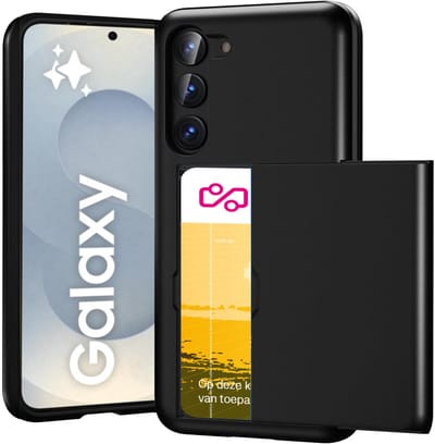 Hoesje met Pasjeshouder geschikt voor Samsung Galaxy S25 - Back Cover SlideCase Zwart