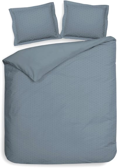 Heckettlane Dekbedovertrek Punto - Bedlinnen met Stippen - 200x200-220 cm - Tweepersoons - Colonial Blue - Dekbedovertrek van 100% Katoen-Satijn