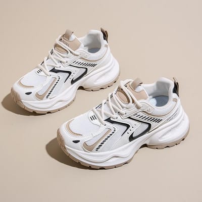 Nieuwe Dad Shoes Damesmode Trend Platform Hardloopschoenen Ademend Verhogend Hong Kong Stijl Verhogend Damesschoenen 40 beige