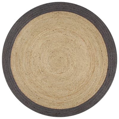 vidaXL - Vloerkleed - handgemaakt - met - donkergrijze - rand - 90 - cm - jute