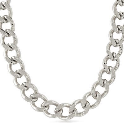 KIMU® Lange Dikke Zilverkleurige Ketting 14mm - Aluminium 925 Verzilverd - Zilveren Schakelketting Zilver Pimp New Kids Pooier Foute Party Dames Heren Festival