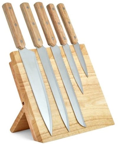 Set van 5 messen - LIVOO - MEC136 - 20 tot 32,5 cm - Lemmet van roestvrij staal - Magnetische steun