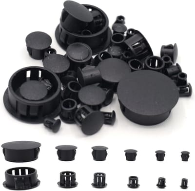 Plastic Gatpluggen - Schroefdeksels Pluggen - Meubels Afwerken - Zes Maten - 155 Stuks - Zwart