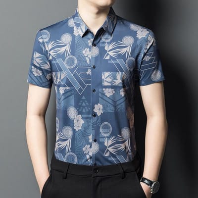 T-shirt à manches courtes pour homme en soie glacée sans couture imprimé Été Nouvelle Mode Décontracté Chemise Fine pour Jeunes et Hommes d'âge moyen 3XL gray
