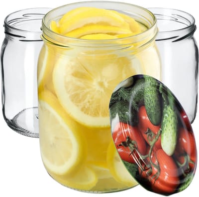 KADAX Jampotten, 540 ml, inmaakpotten met schroefdeksel, glazen met schroefsluiting, weckpotten, voorraadpotten voor het plaatsen van komkommers (8 stuks, groenten)