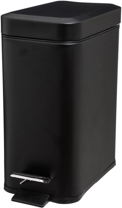 Prullenbak / pedaalemmer - zwart - rvs - 5 liter inhoud - 14 x 29 x 31 cm - klein formaat - badkamer / toilet