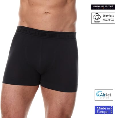 Brubeck Heren Ondergoed Boxershorts - Naadloos Elastisch Katoen - Zwart - M