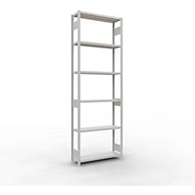 Schulte Lagertechnik MULTIplus250 rekken zonder schroeven, basisrek, 5 legborden, 1000 x 300 x 2000 mm, 250 kg per legbord, RAL 7035 lichtgrijs