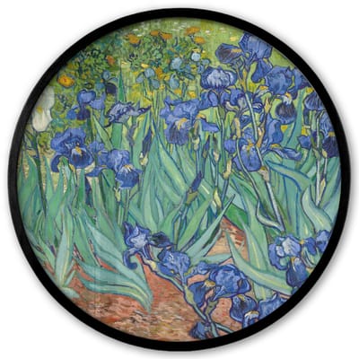 Poster in lijst Rond - Fotolijst 40x40 cm - Posters - Irissen - Vincent van Gogh - Ronde posterlijst zwart - Decoratie - Wanddecoratie woonkamer - Muurdecoratie slaapkamer