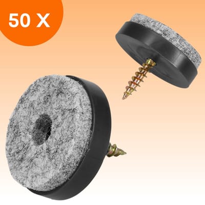 FLOOQ Anti Kras Vloerbeschermer Vilt met Schroef - 50 stuks - 20mm - Meubelvilt - Stoelpoot Beschermers - Stoel - Meubels