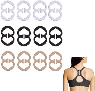 12 stuks - bh-bandclips - bh-bandhouders - lingerie antislip gespen - verborgen bandjes - lingerie accessoires - ergonomisch - zwart witte Beige