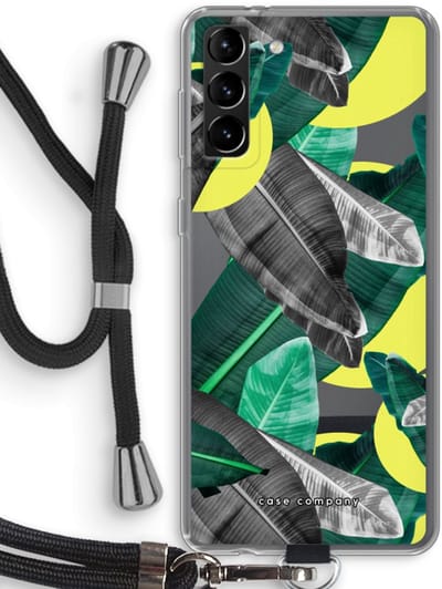 Hoesje met koord geschikt voor Samsung Galaxy S21 Plus hoesje met Koord - Fantasie jungle - Telefoonhoesje met Zwart Koord - Bescherming aan alle Kanten en Over de Schermrand