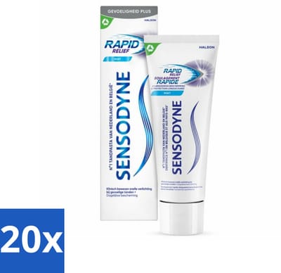 20 x Sensodyne - Tandpasta - Rapid Relief - Gevoeligheidsverlichting - 75 ml - Gevoelige Tanden - Tandpasta - Verlichting - Snel Verlichting - Gevoeligheidsverlichting