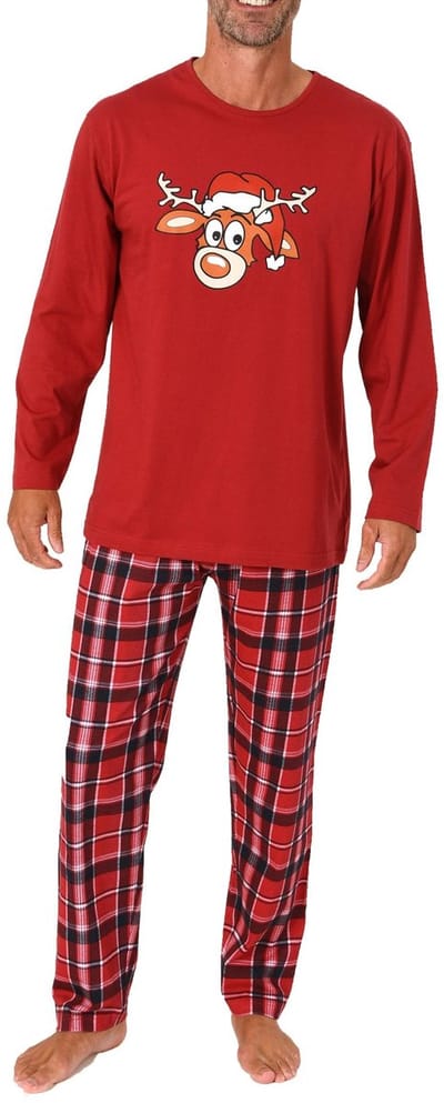 Kerstpyjama voor heren met lange mouwen en grappig rendiermotief