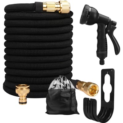 Uitbreidbare Magische Hogedruk Auto Reinigings Was Slang Met Spuitpistool Set Buiten Watergeven Irrigatie Gereedschap Voor Huis Tuin Planten 1/2''&25ft black