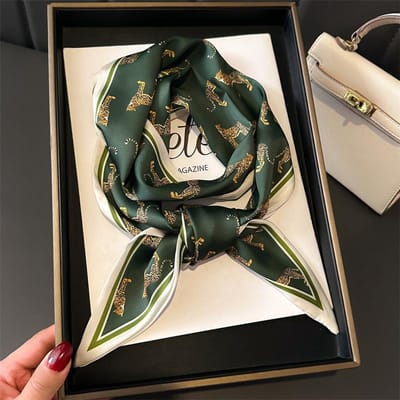 Foulard De Cou En Soie Imprimé Cheval Pour Femme, Foulard Carré Pour Cheveux, Bandeau, Châles, Bandana 14X147cm gray