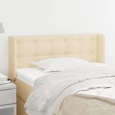 vidaXL - Hoofdbord - met - randen - 93x16x78/88 - cm - stof - crèmekleurig
