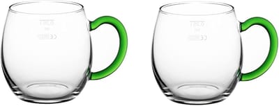 2x wijnmokken met groene handgreep 250 ml wijnglas gekalibreerd glas witwijnglas glühweinglazen glühweinbeker punchglazen theeglazen met handgreep spritzerglas