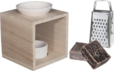 Ideas4seasons Amberblokjes/geurblokjes cadeauset - ylang ylang - inclusief geurbrander en mini rasp