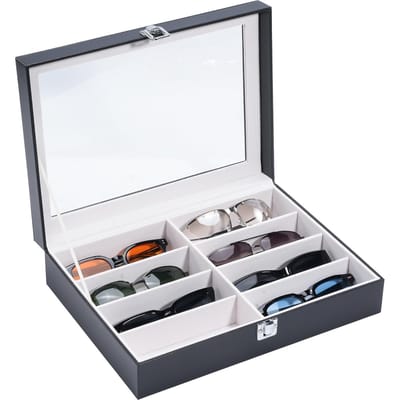 Sonnenbrillen Organizer met 8 Compartimenten - Elegante Zonnebrilopberger van PU Leer voor Bescherming van Uw Zonnebrillen