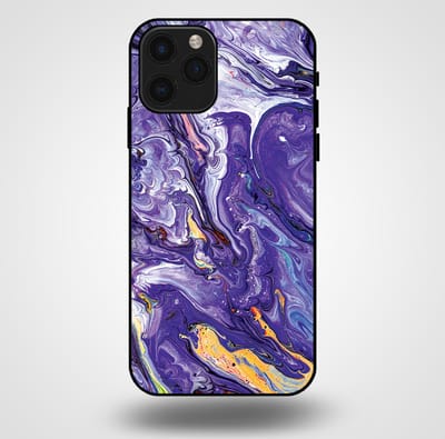 Smartphonica Telefoonhoesje voor iPhone 11 Pro met marmer opdruk - TPU backcover case marble design - Goud Paars geschikt voor iPhone 11 Pro