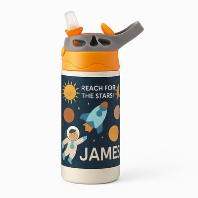 Stijlvolle Neon 'il_1140xN.4680380511_m9e1' Drinkfles – Opvallende Fles voor Jongeren en Zomers Feestgangers - Waterfles voor kinderen (wit/oranje)