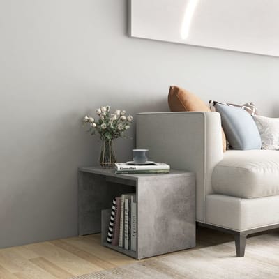 vidaXL - Bijzettafel - 59x36x38 - cm - bewerkt - hout - betongrijs