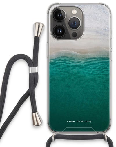 Case Company® - Hoesje met koord geschikt voor iPhone 13 Pro hoesje met Koord - Stranded - Telefoonhoesje met Zwart Koord - Bescherming aan alle Kanten en Over de Schermrand