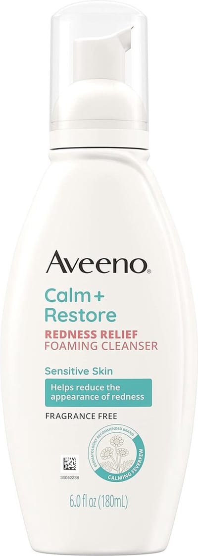 Aveeno Calm + Restore - Redness Relief Foaming Cleanser - Sensitive Skin -Fragrance Free (180 ml)