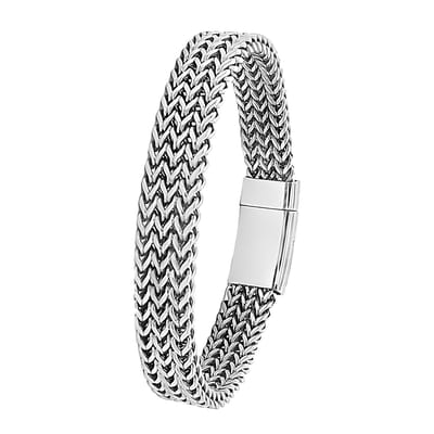 Juwelier Zwartevalk - Stalen gevlochten schakel armband - Stainless Steel - 33.125-GL/19 cm