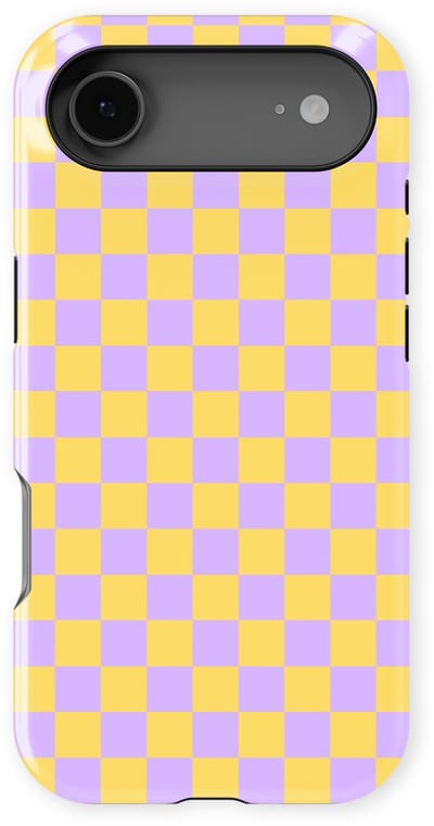 Design Hoesje geschikt voor iPhone 17 Air | Geschikt Voor Mag | Tiny Squares Checkered Print | Backcover geschikt voor iPhone 17 Air Lilac Lemonade
