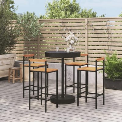 Tuin barset - Buiten meubels - Gezellig buiten zitten - Weerbestendig polyrotan - 75 cm hoogte - Zwart