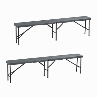 bierbank set van 2 - inklapbaar - campingbank - 180 cm - grijs