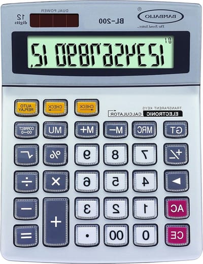 Elektronische Rekenmachine - Desktop Calculator - Dagelijkse Berekeningen - Groot LC-scherm - 12 cijfers - Zwart