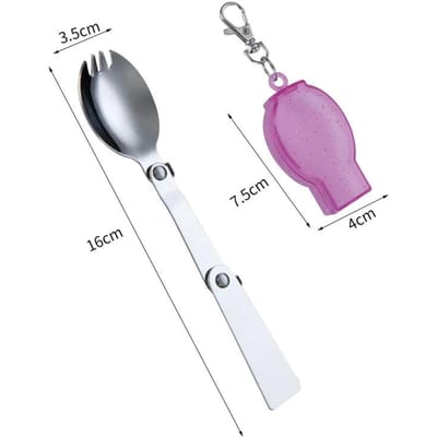 304 Roestvrij Staal Soldeerlepel Creatief Tafelgerei Outdoor Draagbaar Drievoudig Opvouwbare Lepel Vork Reizen Opvouwbare Lepel Opbergdoos Spork