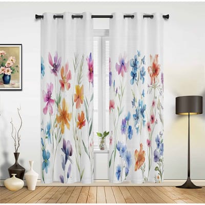 Aquarel Bloemen Bladeren Raamgordijnen voor Woonkamer Luxe Slaapkamer Gordijn Keuken Jaloezieën Draperieën Gordijnen 135W x 60H(cm) x1