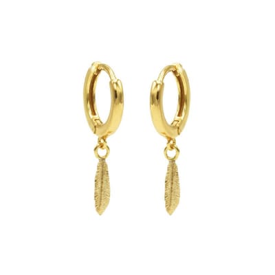 Karma Oorringen Hinged Hoops Feather Goud