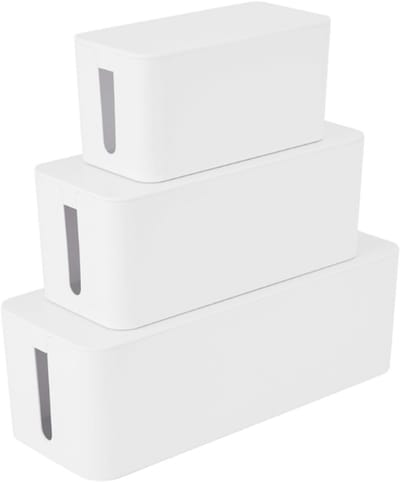 BOECK Kabelbox Set van 3 – Kabelmanagement – Stekkerdoos Organizer – Snoeren Wegwerken – Wit