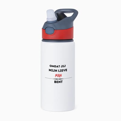 Hacebo® - omdat jij mijn lieve man bent waterfles met rietje rood - Vriend/vriendin - de liefste man - valentijnsdag - verjaardag - cadeautje voor vriendje - kado - geschenk - water fles - 650ML