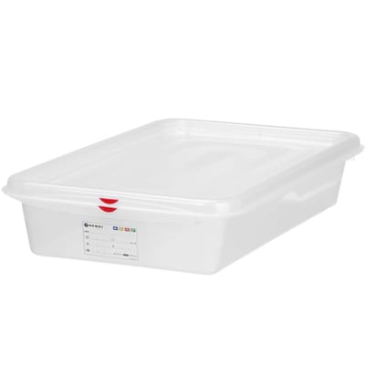 HENDI GN-container 2/3 polypropyleen - luchtdicht en lekvrij, met deksel, stapelbaar - 354x325x100 mm - transparant - 9 liter - voor voedselopslag