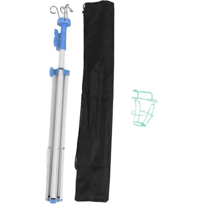 Trépied pour potence IV avec 4 crochets, support pliable pour potence IV multifonctionnelle en métal, sac de perfusion IV au sol blanc