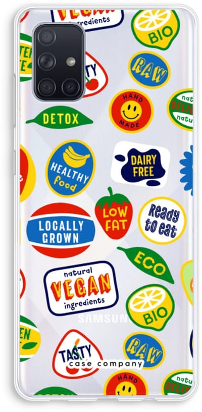 Case Company® - Hoesje geschikt voor Samsung Galaxy A71 hoesje - Fruitsticker - Soft Cover Telefoonhoesje - Bescherming aan alle Kanten en Schermrand