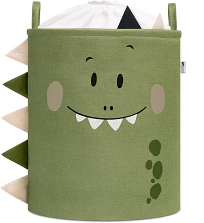 Dino Hoofd Speelgoedopbergmand - XXL Waterafstotende Opbergbox - Polyester Kist met Trekkoord - 63 Liter - 40x40x50 cm - Wasmand - Kledingmand - Speelgoedmand - Sipo