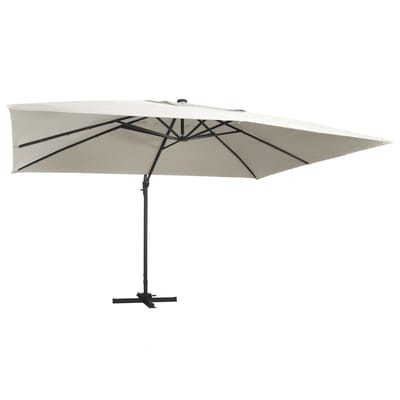 vidaXL - Zweefparasol - met - LED - en - aluminium - paal - 400x300 - cm - zandkleurig